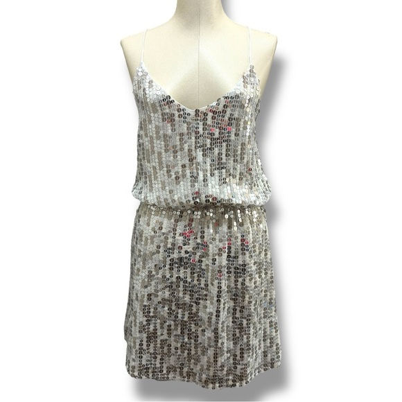 196 ZARA | NWOT Silver Sequin Mini Dress (Size S) - Picture 4 of 16